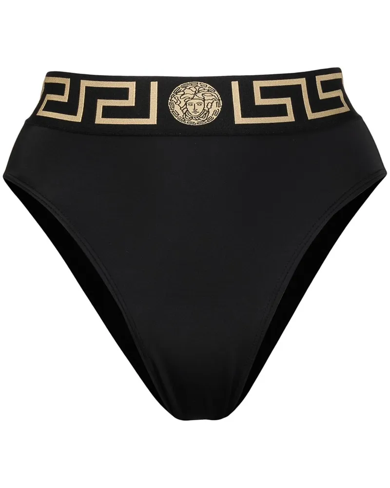 Versace Greca Border high-waisted bikini bottoms Schwarz