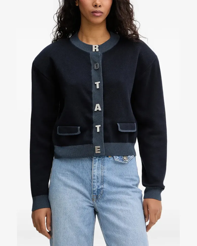 ROTATE Birger Christensen Cardigan mit Buchstabenverzierung - Blau Blau