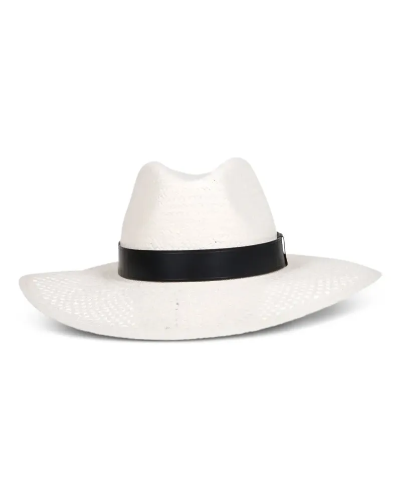 Max Mara Hut mit perforiertem Lederband - Weiß Weiß
