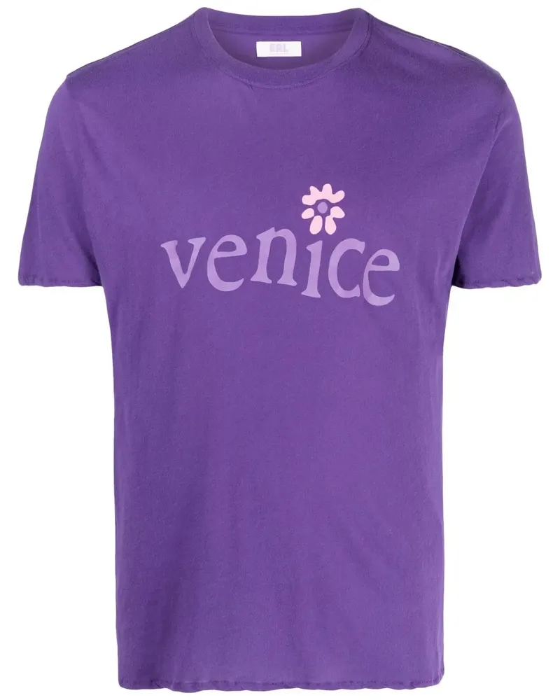 ERL T-Shirt mit Slogan-Print - Violett Violett