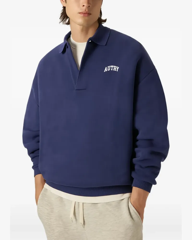 AUTRY logo-print polo-collar sweatshirt - Blau Blau