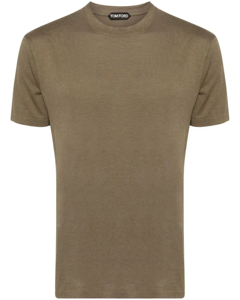 Tom Ford Besticktes Jersey-T-Shirt - Grün Grün