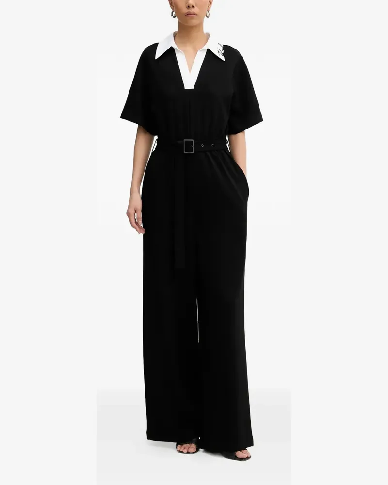 Karl Lagerfeld collared belted jumpsuit - Schwarz Schwarz