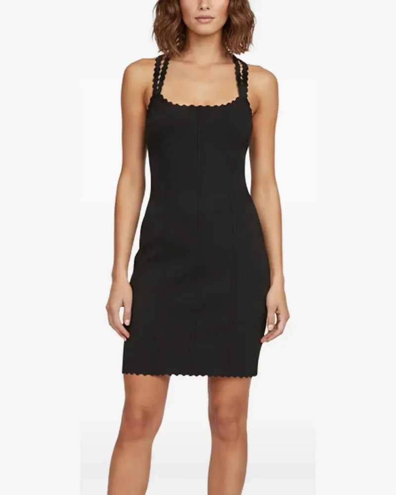 Victoria Beckham VB Body Minikleid aus Rippstrick - Schwarz Schwarz