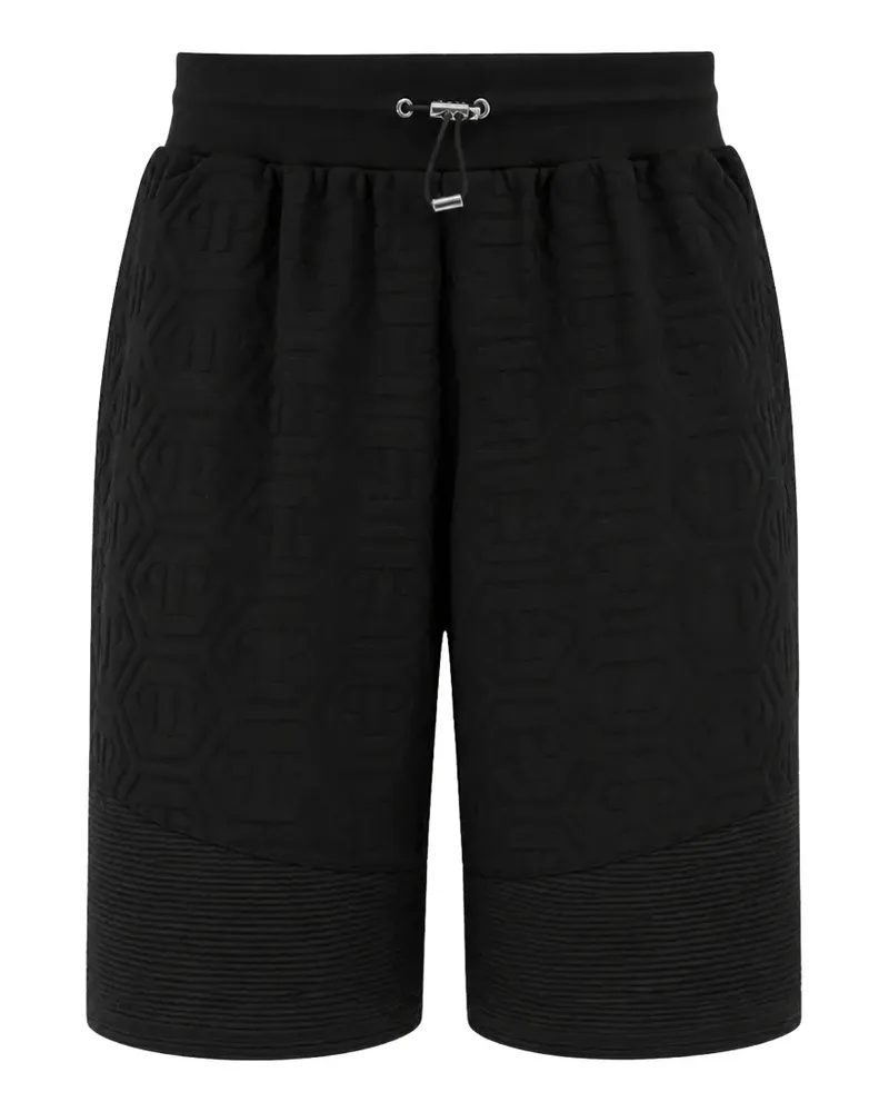 Philipp Plein Wattierte Bikershorts mit Monogramm - Schwarz Schwarz