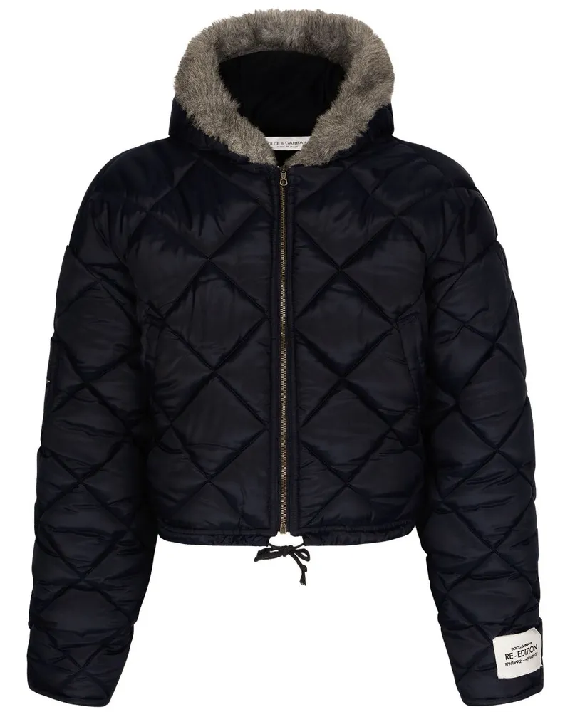 Dolce & Gabbana Gesteppte Jacke mit Logo-Patch Blau