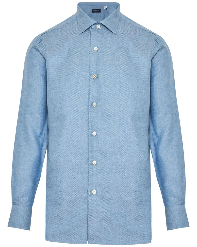 Finamore 1925 Hemd mit Eton-Kragen - Blau Blau