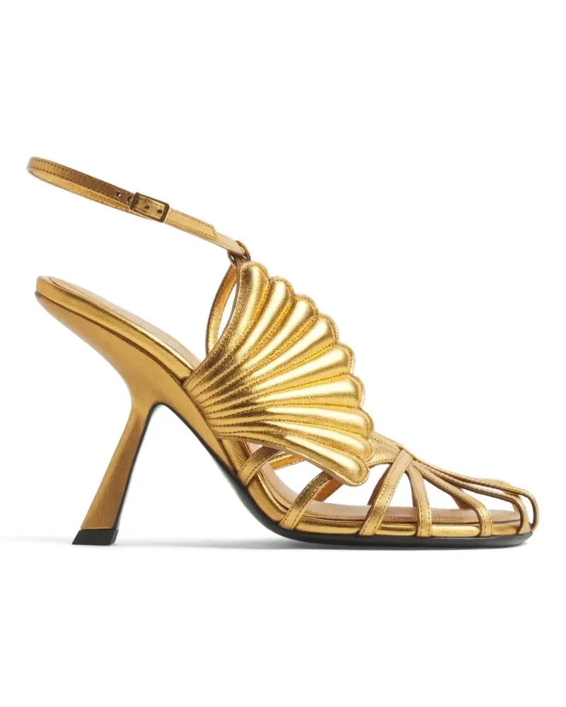 Thierry Mugler shell-detail T-strap sandals - Gold Gold