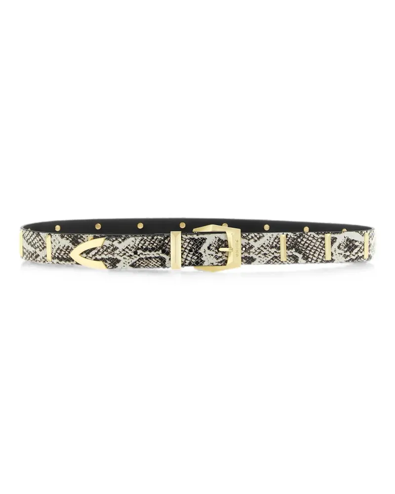 Pinko python-effect studded belt - Nude Nude