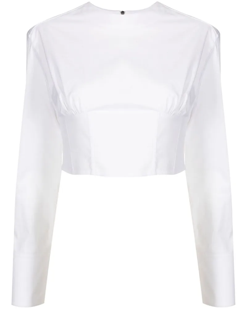 Gloria Coelho T-Shirt mit Corsage-Einsatz - Weiß Weiß