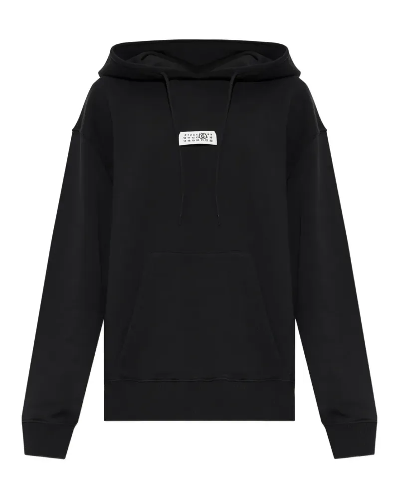 Maison Margiela logo-patch drawstring hoodie - Schwarz Schwarz