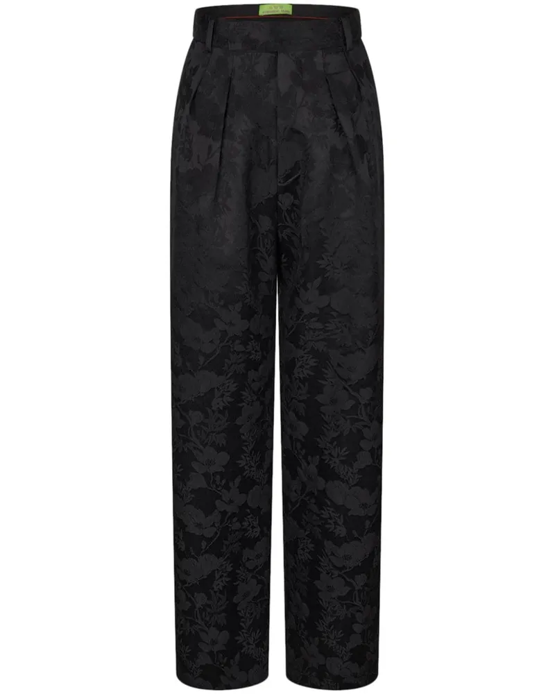 Shanghai Tang Gerade geschnittene Jacquard-Hose - Schwarz Schwarz