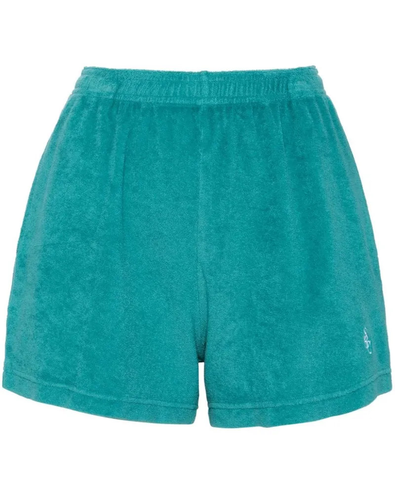 SPORTY & RICH Frottee-Shorts mit Logo-Stickerei - Grün Grün