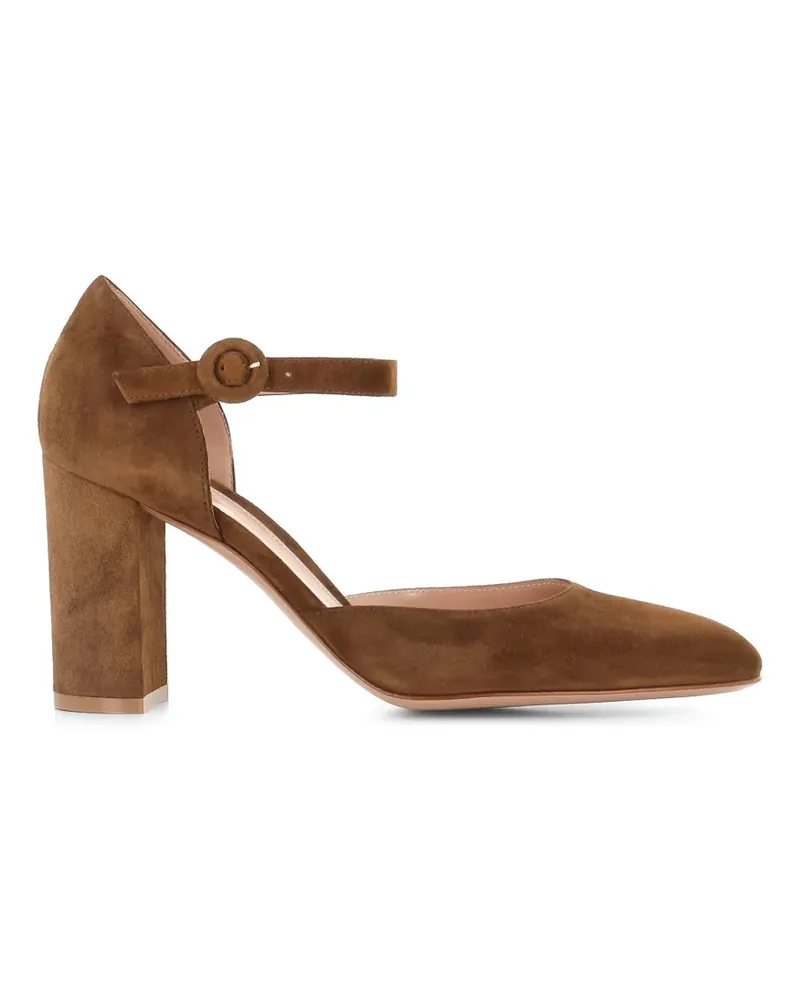 Gianvito Rossi suede block-heel pumps - Braun Braun