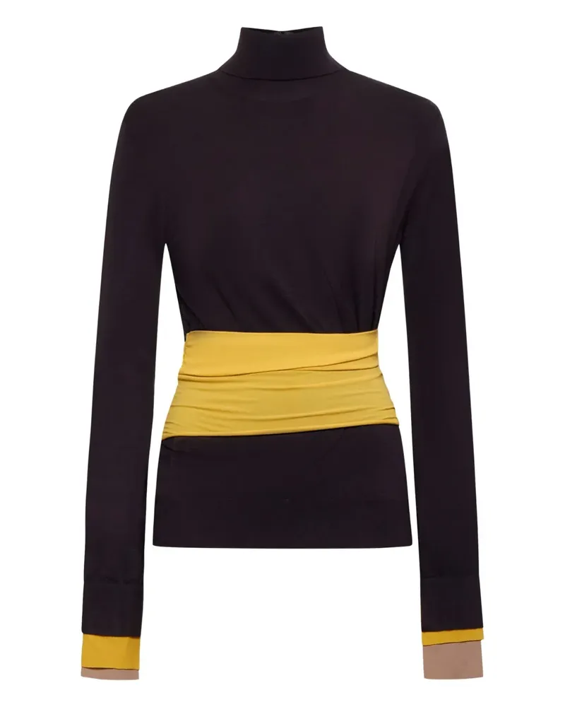 Fendi Rollkragenpullover mit Bund - Schwarz Schwarz