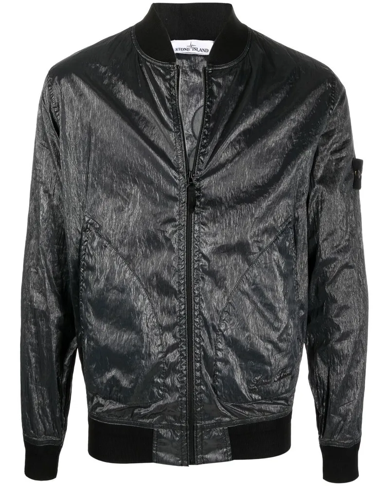 Stone Island Bomberjacke mit Logo-Patch - Schwarz Schwarz