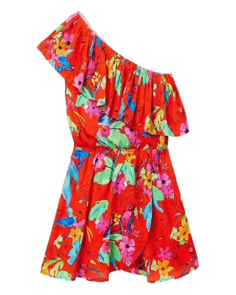 Desigual Schulterfreies Kleid mit Rüschenborte - Rot Rot