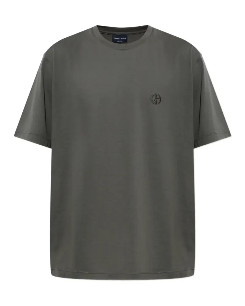 Giorgio Armani embroidered-logo T-shirt - Grau Grau