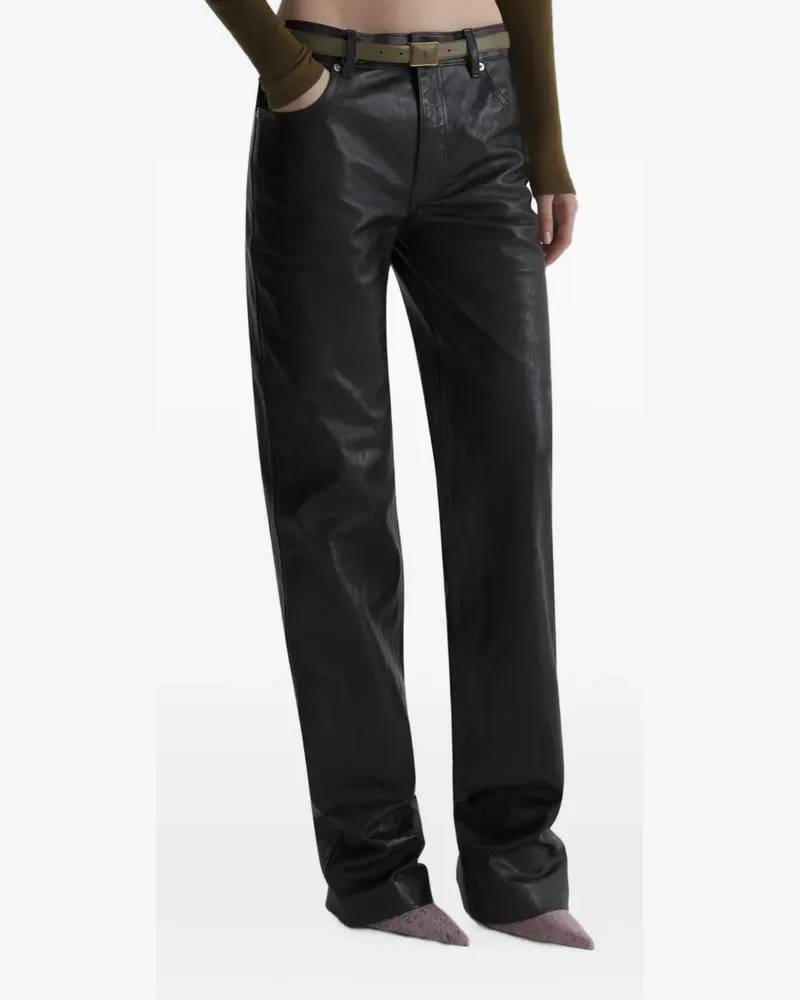 Thierry Mugler Tief sitzende Hose aus Leder - Schwarz Schwarz