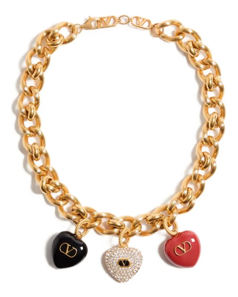 Valentino Garavani Goldfarbene Halskette mit Herzanhänger Gold