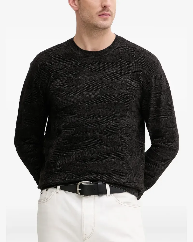 Armani Exchange Texturierter Strickpullover - Schwarz Schwarz