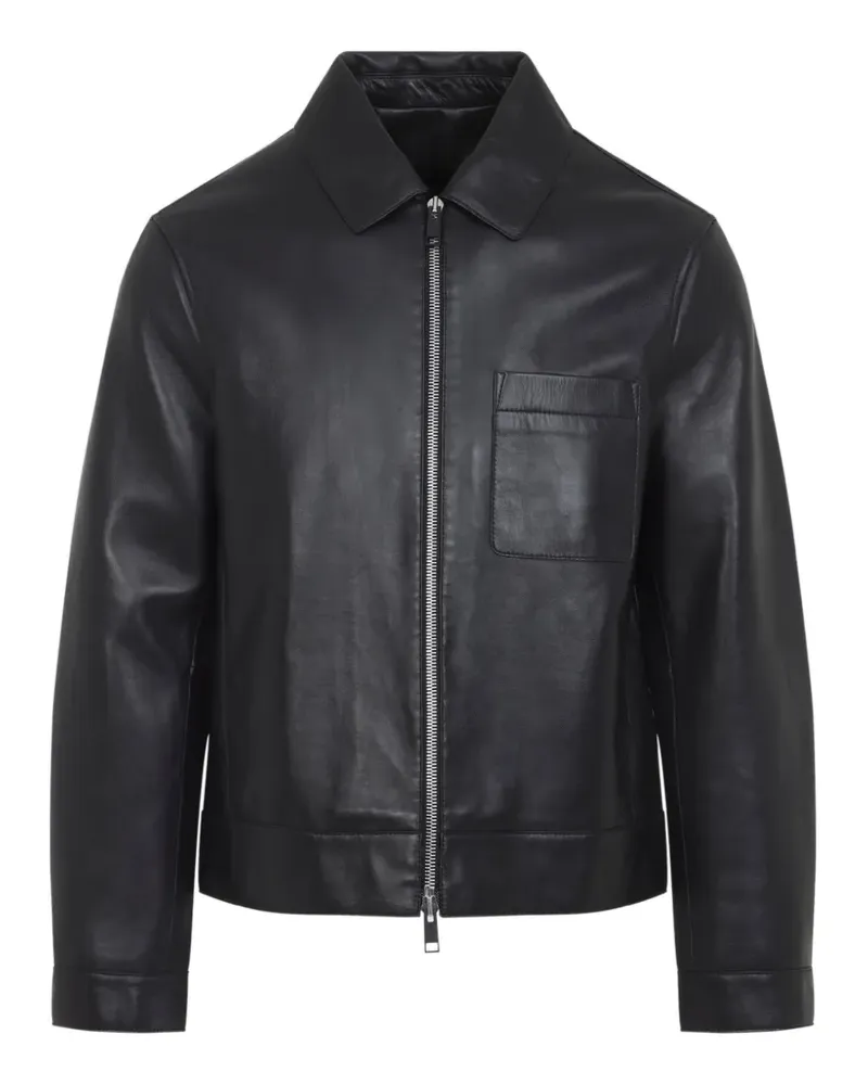 Yves Salomon zip-fastening chest-pocket leather jacket - Schwarz Schwarz
