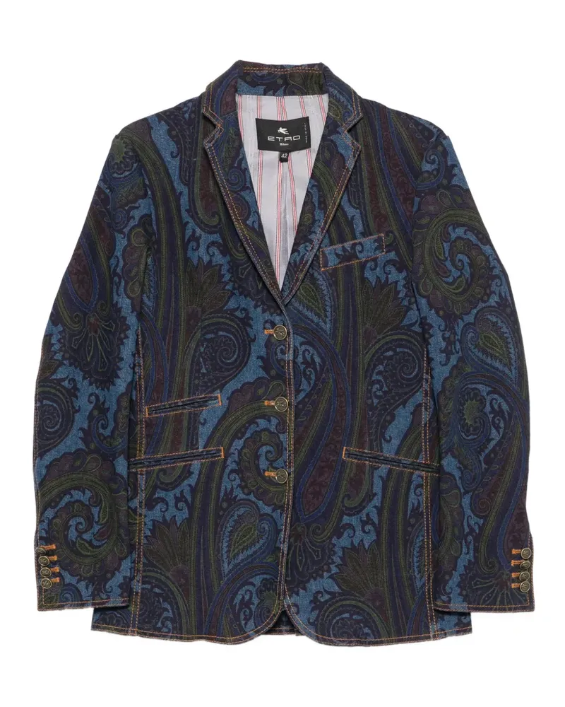Etro Jeansjacke mit Paisley-Print - Blau Blau