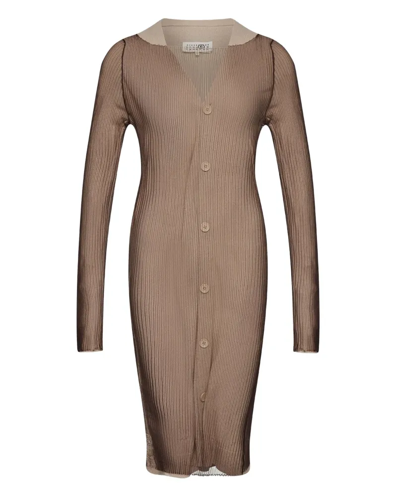 Maison Margiela Geripptes Cardigan-Kleid mit Knöpfen - Nude Nude