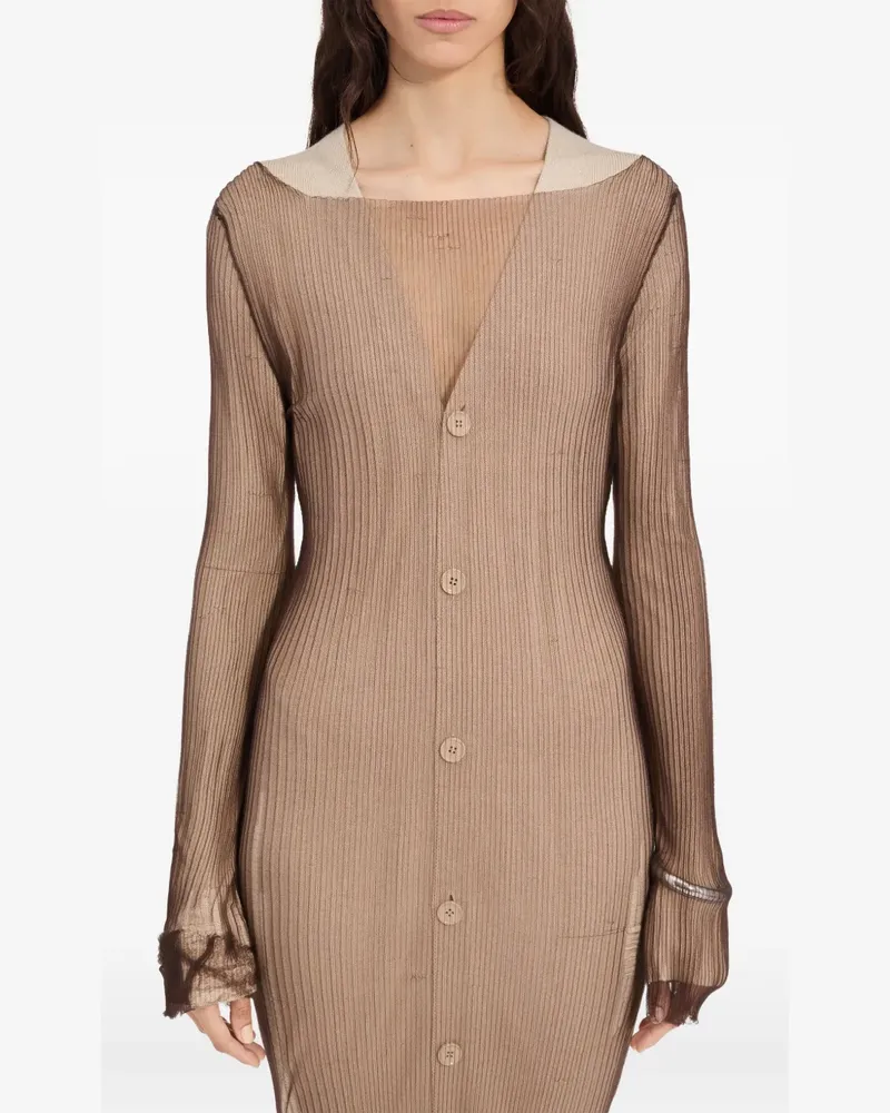 Maison Margiela Geripptes Cardigan-Kleid mit Knöpfen - Nude Nude