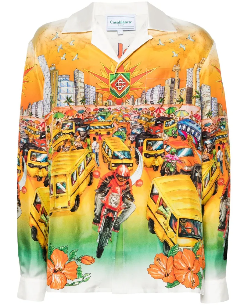 Casablanca Paris Traffic Seidenhemd - Orange Orange