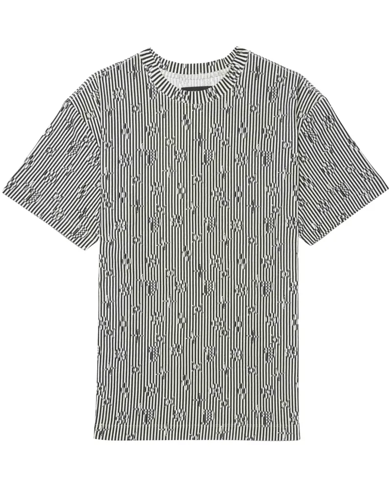 PURPLE BRAND Gestreiftes T-Shirt - Schwarz Schwarz