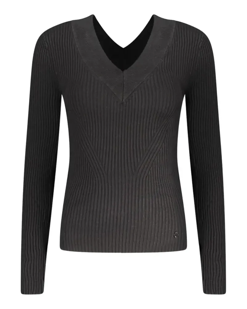 Guess ribbed-knit V-neck sweater - Schwarz Schwarz