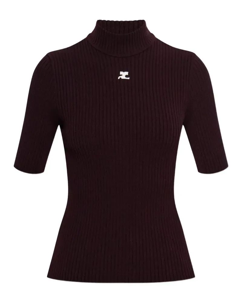 Courrèges ReEdition ribbed logo-patch T-shirt - Rot Rot