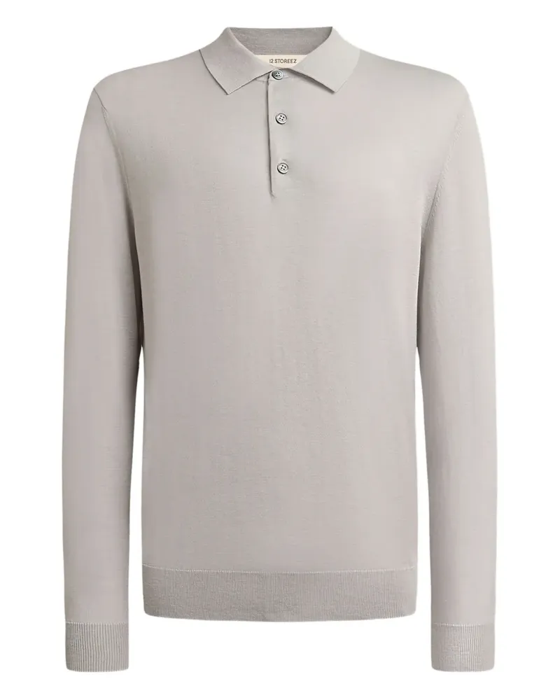 12 STOREEZ Poloshirt mit Knopfleiste - Grau Grau