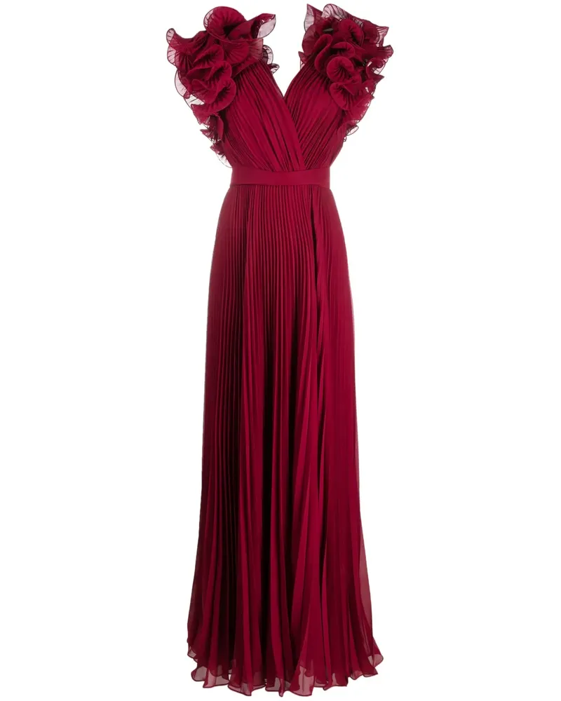 Elie Saab Plissiertes Maxikleid aus Seide - Rot Rot