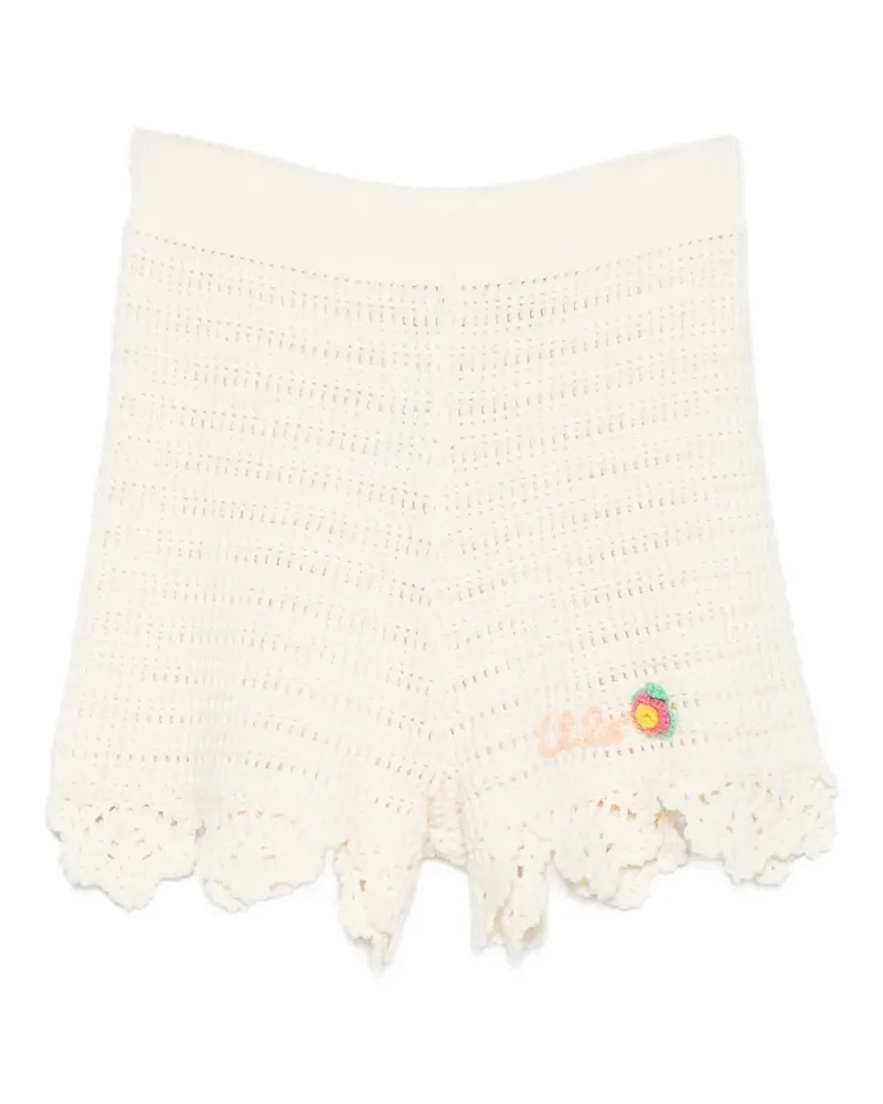 Chloé crochet-knit scalloped-edge shorts - Nude Nude
