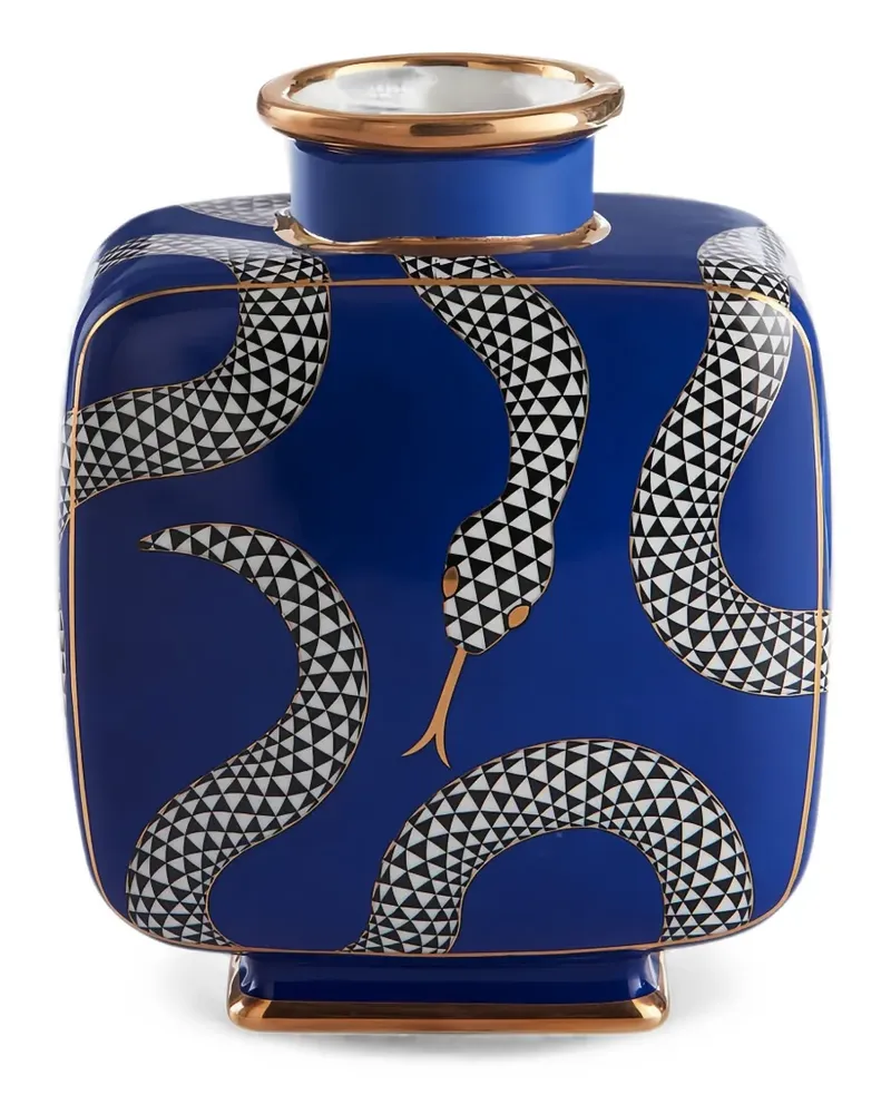 Jonathan Adler snake-print gold-tone vase - Blau Blau