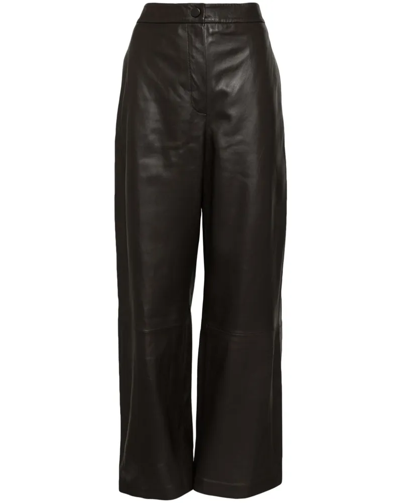 Yves Salomon Lederhose mit weitem Bein - Braun Braun