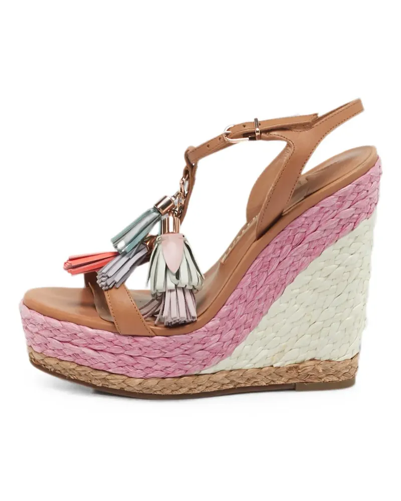 Sophia Webster Lucita tassel-detail wedge sandals - Braun Braun