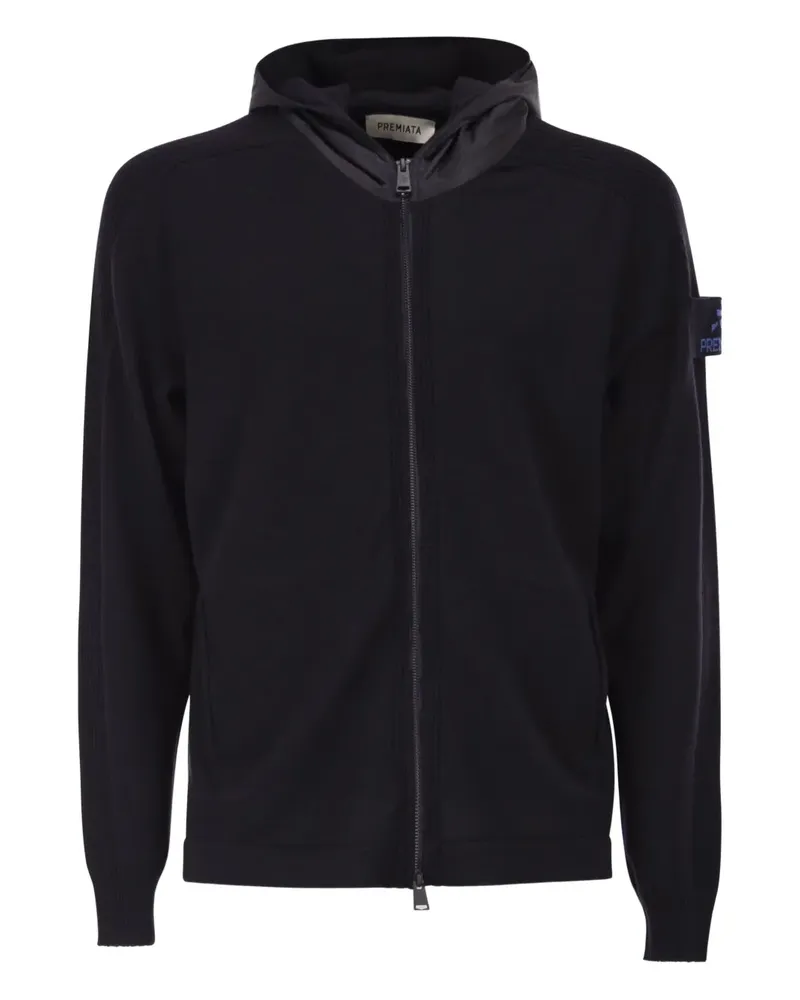 Premiata Kapuzencardigan mit Logo-Patch - Blau Blau