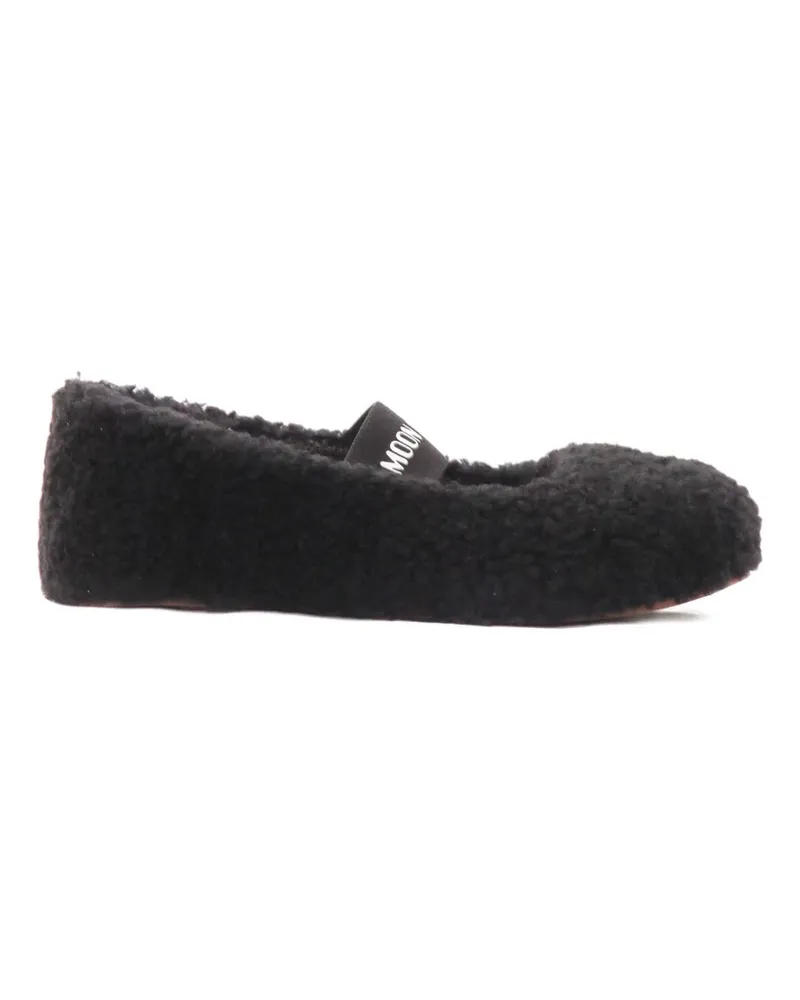 Moon Boot shearling ballerina flats - Schwarz Schwarz