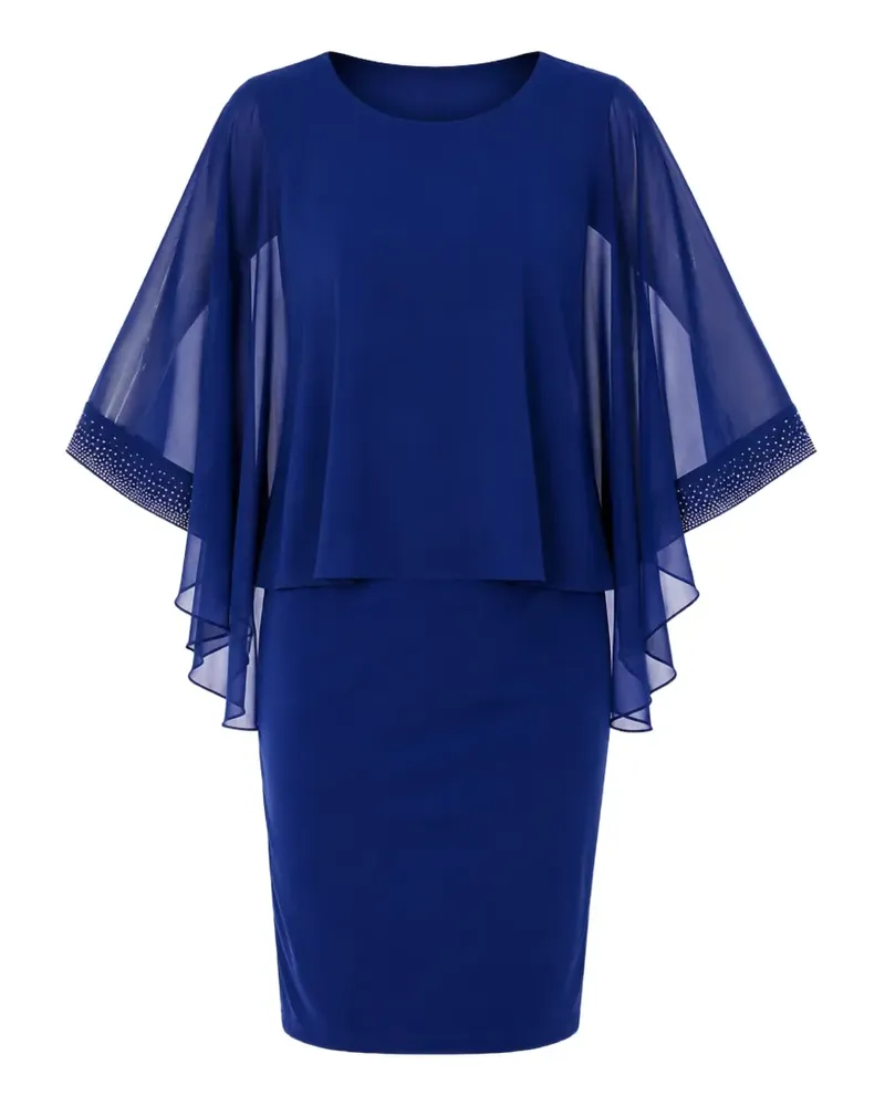 Frank Lyman Minikleid mit Cape-Overlay und Kristallen - Blau Blau
