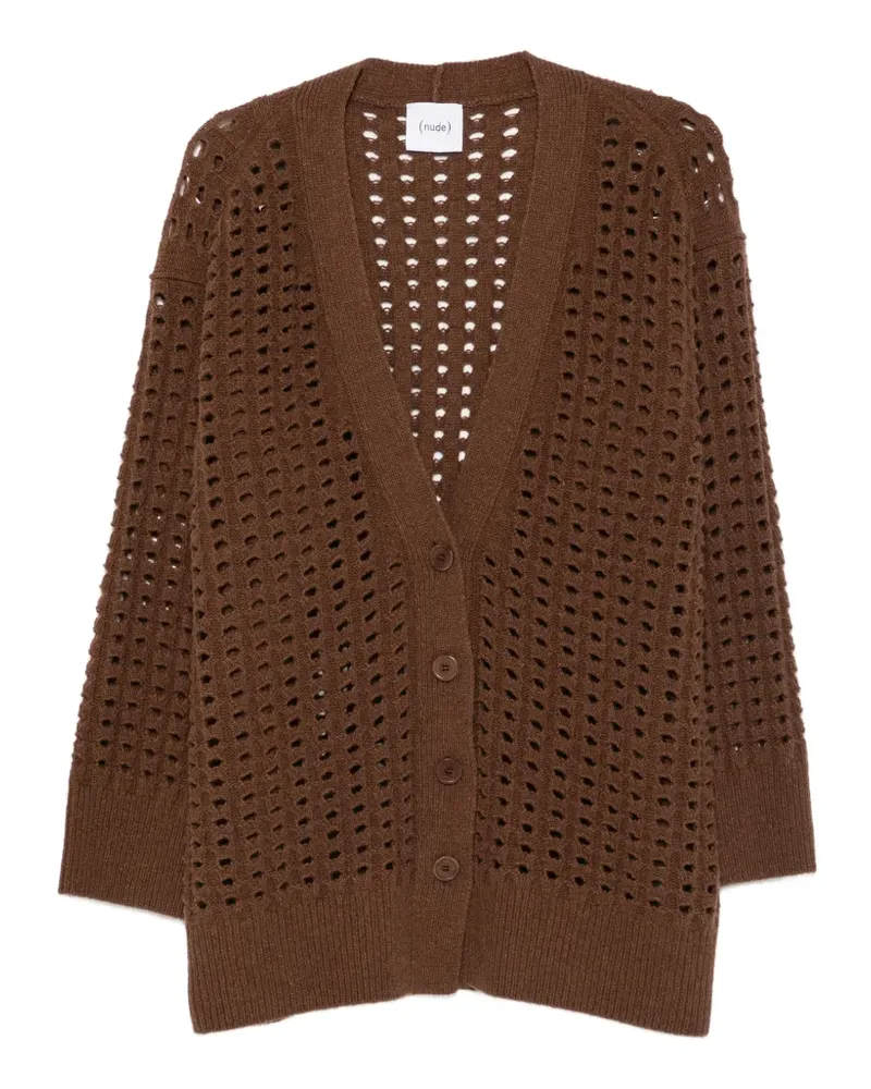 NUDE Cardigan mit Lochstrickmuster - Braun Braun