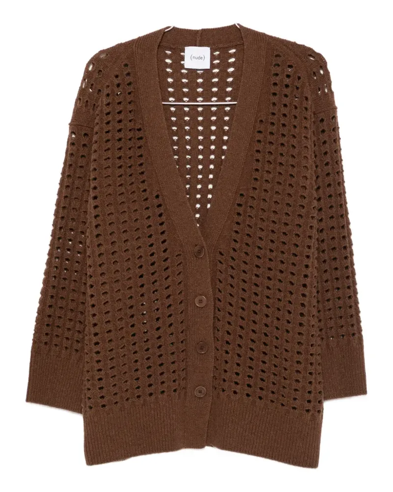 NUDE Cardigan mit Lochstrickmuster - Braun Braun