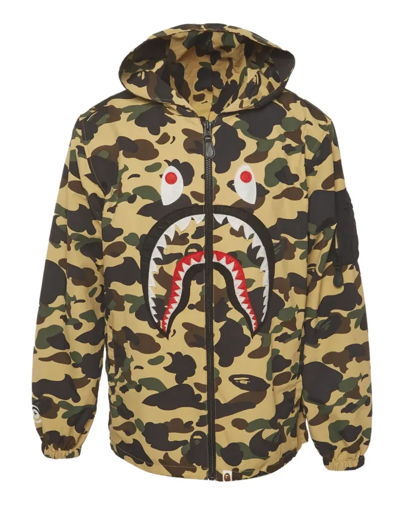 BAPE Shark camo-print zip-up hoodie - Nude Nude