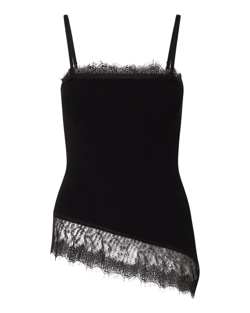 Liu Jo asymmetric top with lace details - Schwarz Schwarz
