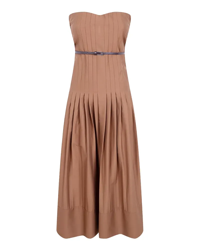 Semicouture belted pleated dress - Nude Nude