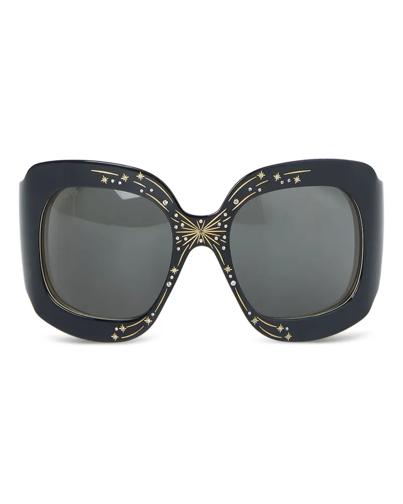 Gucci Eckige Sonnenbrille mit Feuerwerks-Verzierung - Schwarz Schwarz