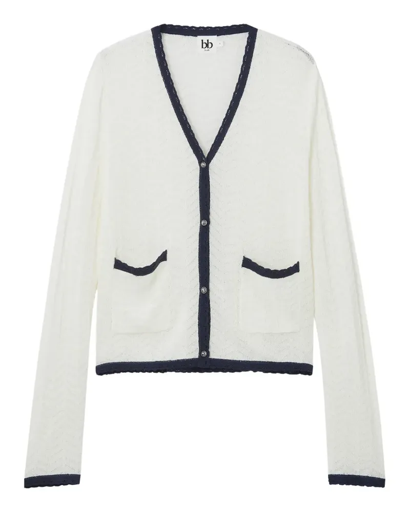 b+ab Cardigan mit V-Ausschnitt - Weiß Weiß
