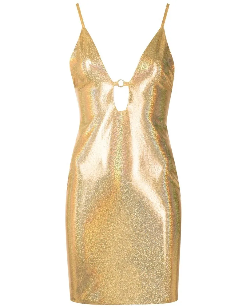 Amir Slama Metallisches Minikleid Gold